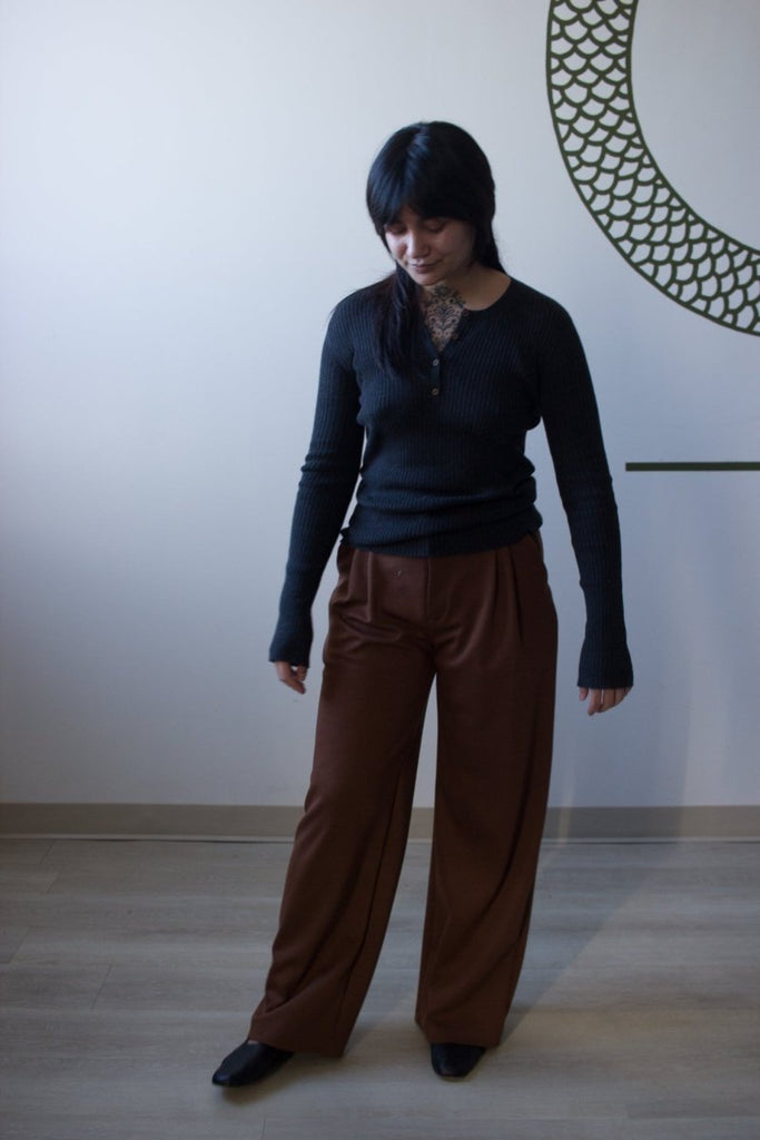 Odeyalo Kaviar Pants (Brown Wool) - Victoire BoutiqueOdeyaloBottoms Ottawa Boutique Shopping Clothing
