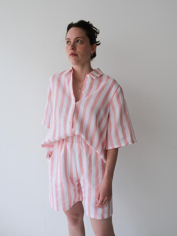 Odeyalo Mandy Bermuda Shorts (Pink Stripes) - Victoire BoutiqueOdeyaloBottoms Ottawa Boutique Shopping Clothing