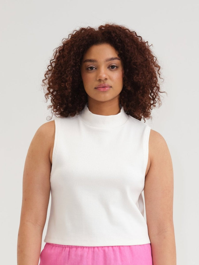 Odeyalo Mui Mui Mock Neck Tank (Off White) - Victoire BoutiqueOdeyaloTops Ottawa Boutique Shopping Clothing