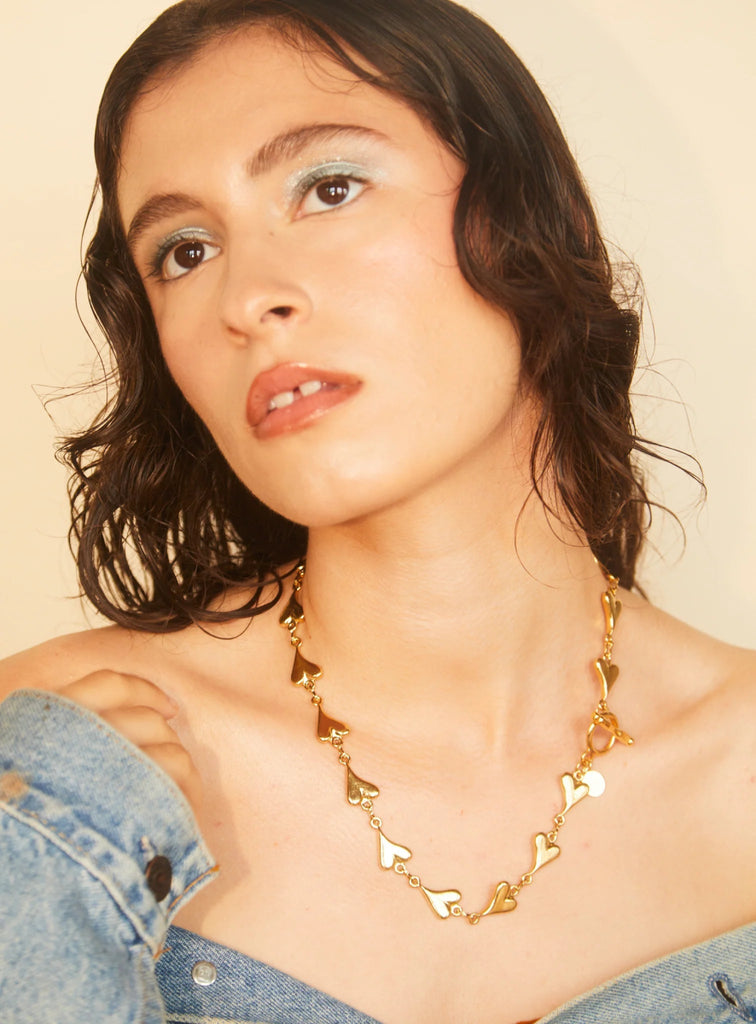 Par Ici Heart Link Necklace - Gold or Rhodium (Online Exclusive) - Victoire BoutiquePar IciNecklaces Ottawa Boutique Shopping Clothing
