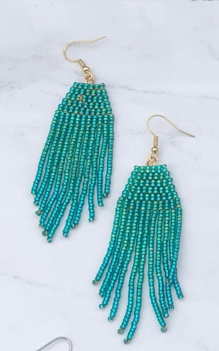 Ocean Sun Fringe Beaded Earrings — Art For The Nations