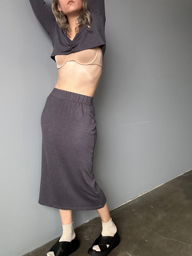 Waves of Hydra Angel '98 Knit Skirt (Grey) - Victoire BoutiqueWaves of HydraBottoms Ottawa Boutique Shopping Clothing